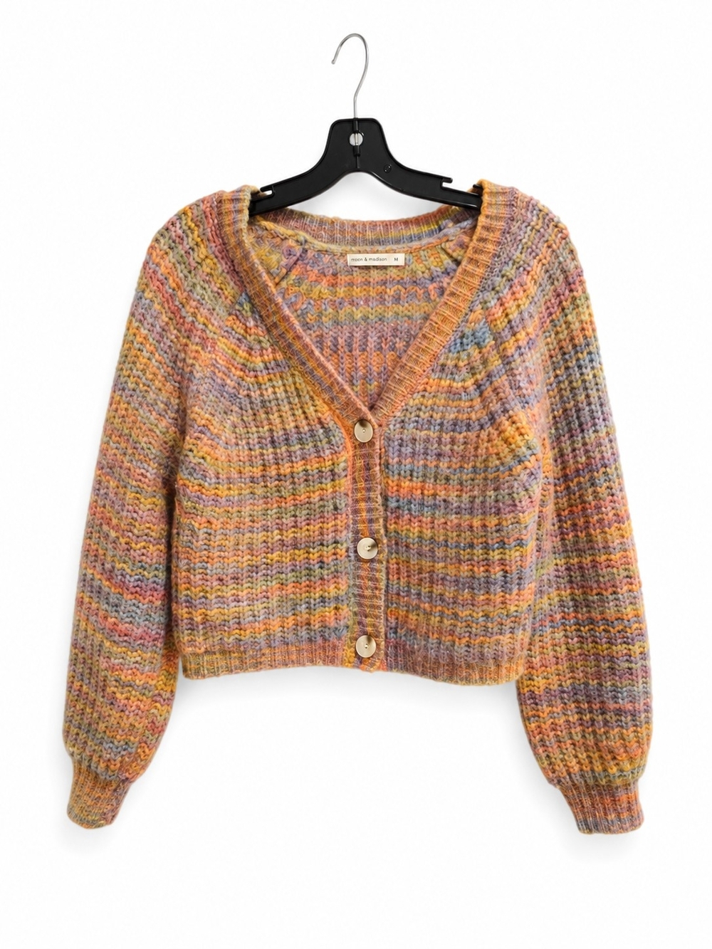 Moon & Madison Multicolor Chunky Knit Cardigan Sweater M - Picture 2 of 11